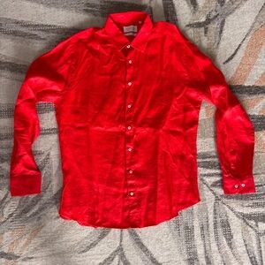 Beachcomber Elegance 100% Linen Red Button Down Shirt XL